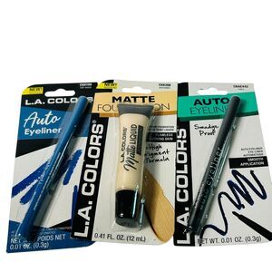 LA Colors Makeup Lot Full Moon Navy Auto Eyeliner Porcelain Matte Foundation NEW
